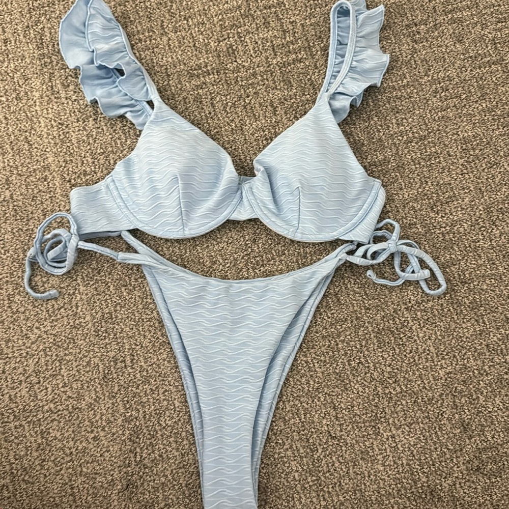 Blue Ruffle Bikini